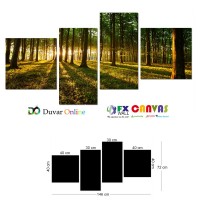 Orman Ağaç Güneş Kanvas Tablo