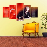 5 Parça Atatürk Kanvas Tablo