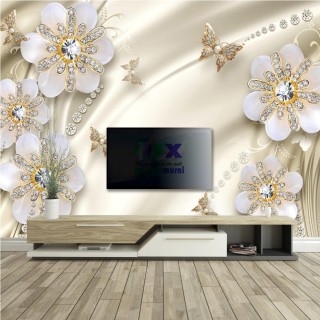 3D Çiçekler Fon Duvar Posteri