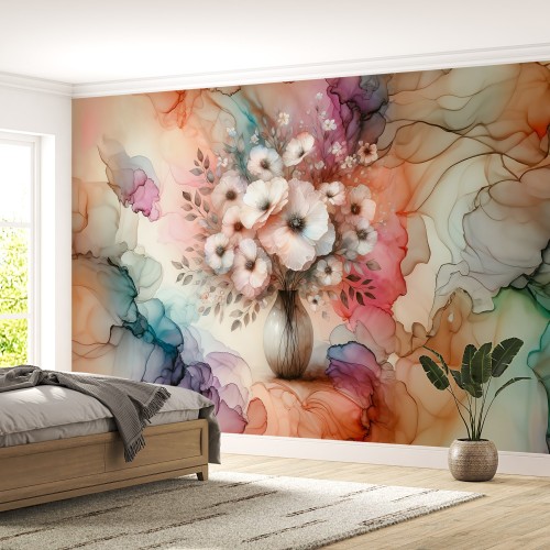 Akvarelin Büyüsü: Sulu Boya Çiçek Desenli Duvar Kağıdı