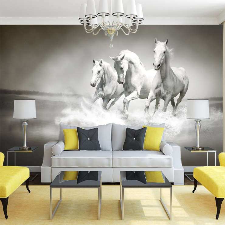 Beyaz Atlar 3D Duvar Kağıdı