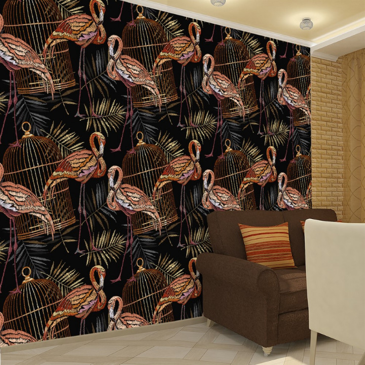 Nakış İşleme Flamingo 3D Duvar Posteri