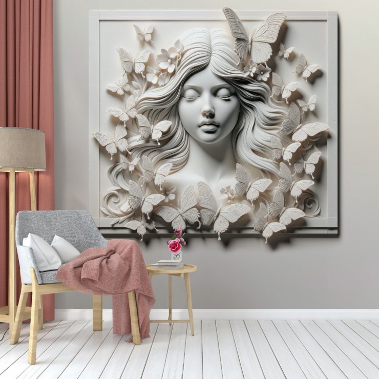 Kabartma Görünümlü Uyuyan Güzel 3D Duvar Posteri 1