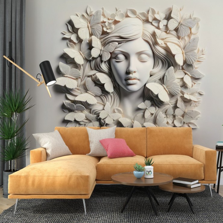 Kabartma Görünümlü Uyuyan Güzel 3D Duvar Posteri 2