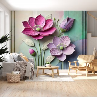 Dev Çiçeklerin Büyüsü: 3D Lotus Duvar Kağıdı