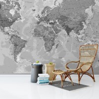 Dünya Haritası Duvar Posteri Gri