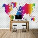 3D Renkli Dünya Haritası - Duvar Kağıdı