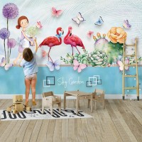 Gökyüzü Bahçesi Flamingolu Çocuk Odası Poster