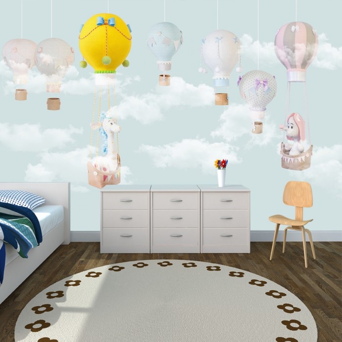 Balonlar Soft Çocuk Odası Duvar Kağıdı Mavi