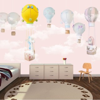 Balonlar Soft Çocuk Odası Duvar Kağıdı Pembe