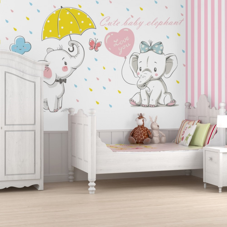 Sevimli Filler Bebek ve Çocuk Odası Duvar Kağıdı