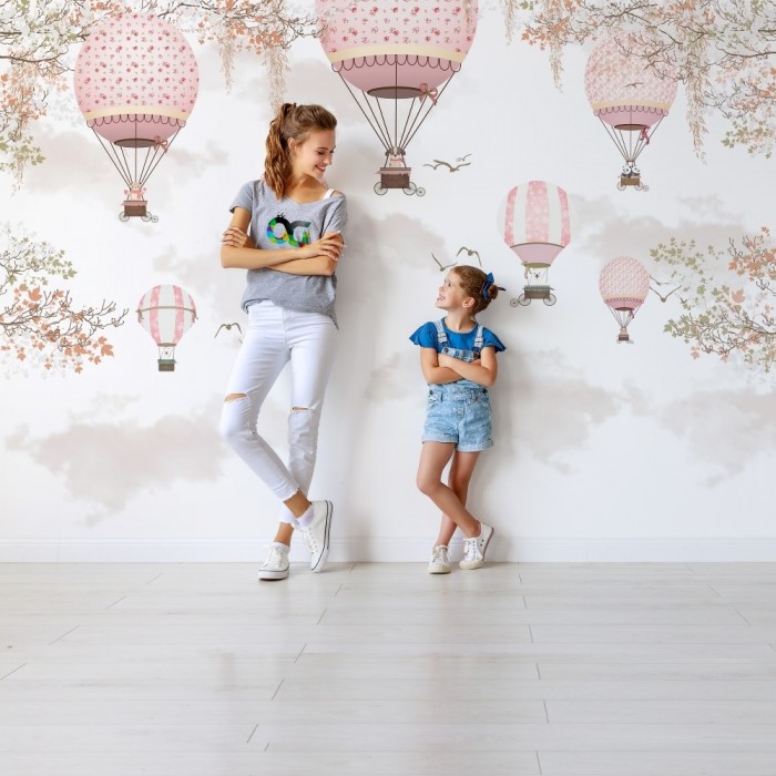 Balonlar Kız Çocuk Odası Duvar Kağıdı