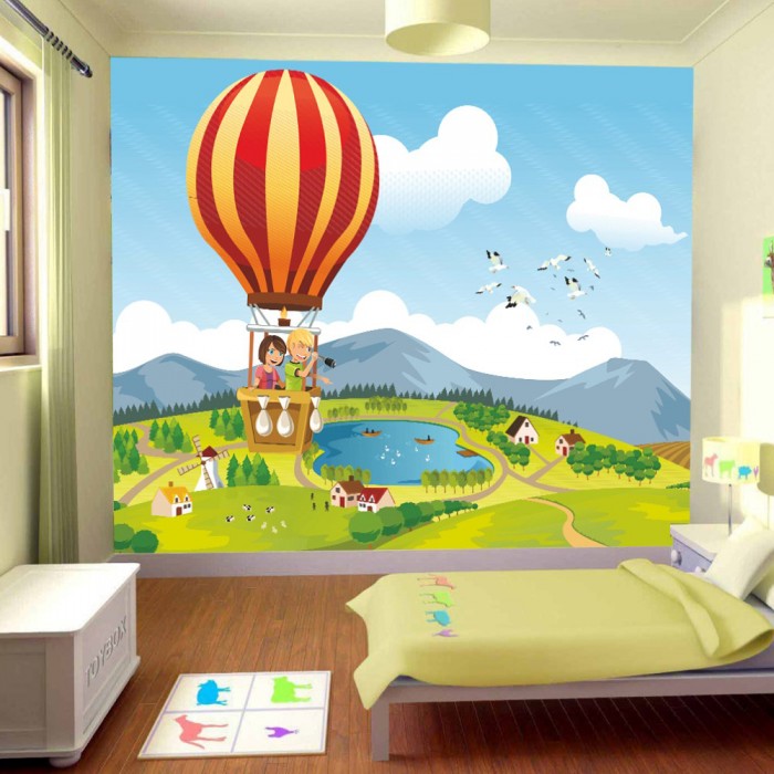 Balonla Seyahat Çocuk Odası Duvar Posteri