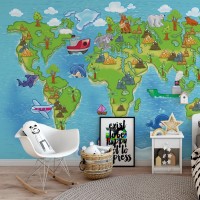 Çocuk Odası Dünya Haritası Duvar Posteri