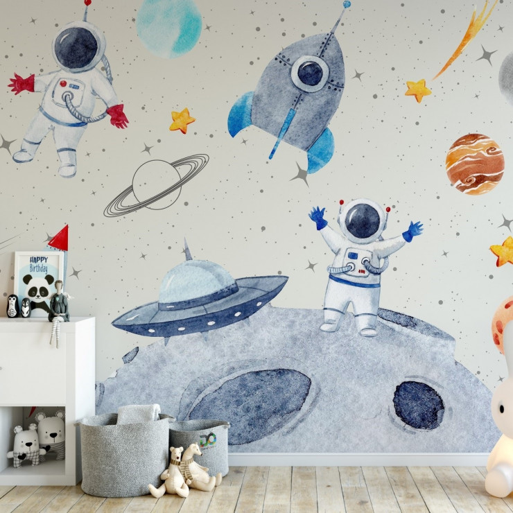 Uzay ve Astronotlar Çocuk Odası Duvar Kağıdı