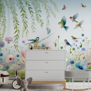 Canlı Bahar Bahçesi Çocuk Odası Duvar Kağıdı