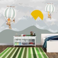 Soft Dağ ve Güneş ve Balon Çocuk Odası Posteri