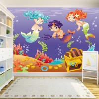 Deniz Kızı ve Erkeği Çocuk Odası Duvar Kağıdı