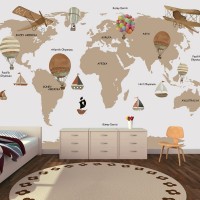 Özel Tasarım Çocuk Odası Dünya Haritası Duvar Kağıdı