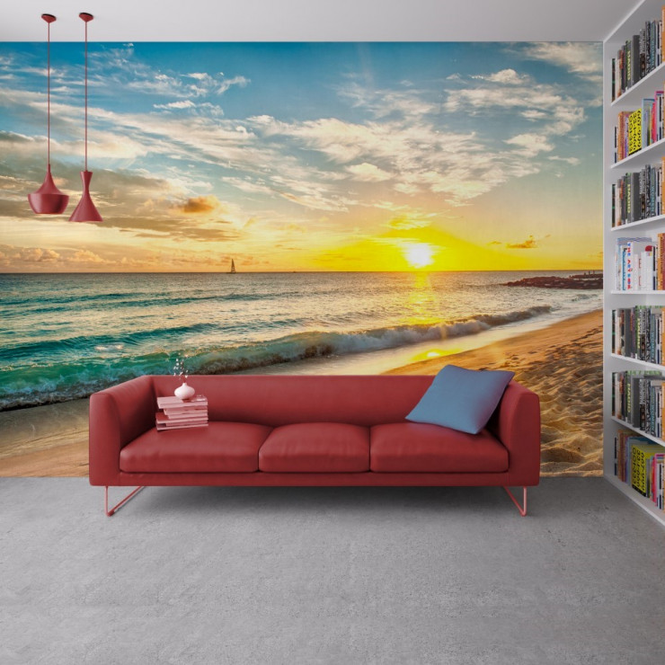 Deniz ve Güneşin Uyumu Duvar Posteri