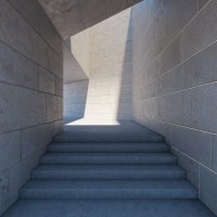 Gün Işığına Çıkan Beton Merdiven Duvar Kağıdı