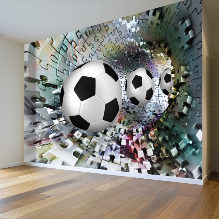 3D Futbol Topları Duvar Posteri