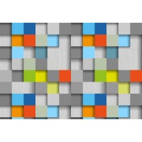 Özel Tasarım Renkli Kareler Geometrik Duvar Kağıdı