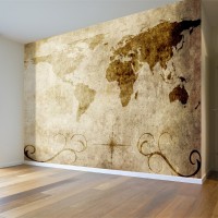 Eskitme Dünya Haritası Duvar Posteri