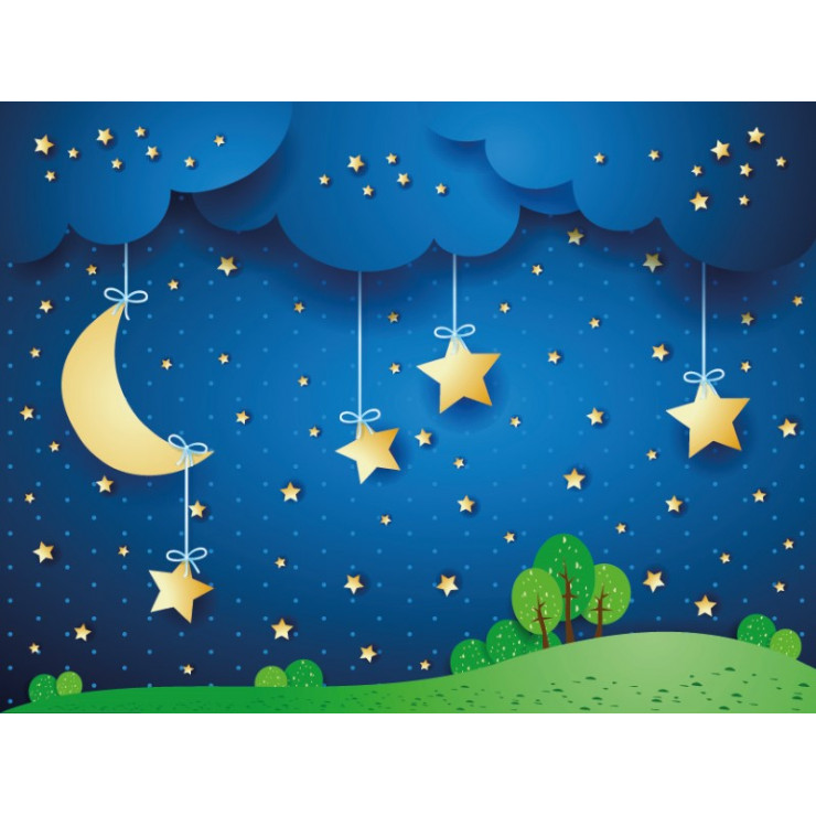 Ay Yıldızlı Çocuk Odası Duvar Posteri