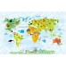 Hayvanlar Alemi Dünya Haritası Mavi - Duvar Posteri