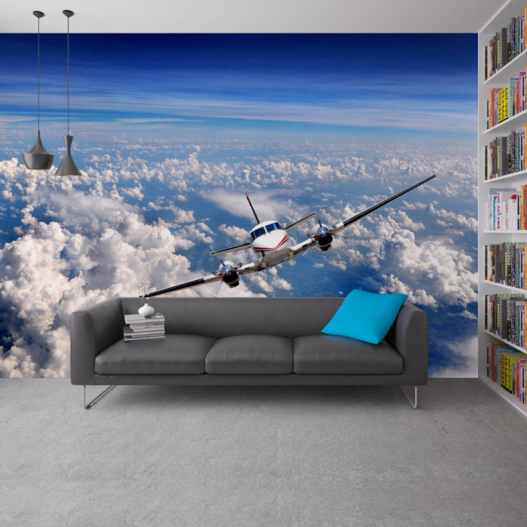 Bulutların Üzerinde Uçak 3D Duvar Kağıdı