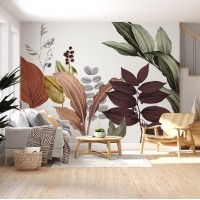 3D Modern Yaprak Desenli Duvar Posteri