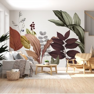 3D Modern Yaprak Desenli Duvar Posteri